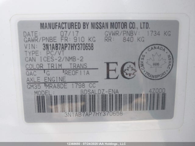 Nissan 2017 2017 3N1AB7AP7HY370658 Image 9