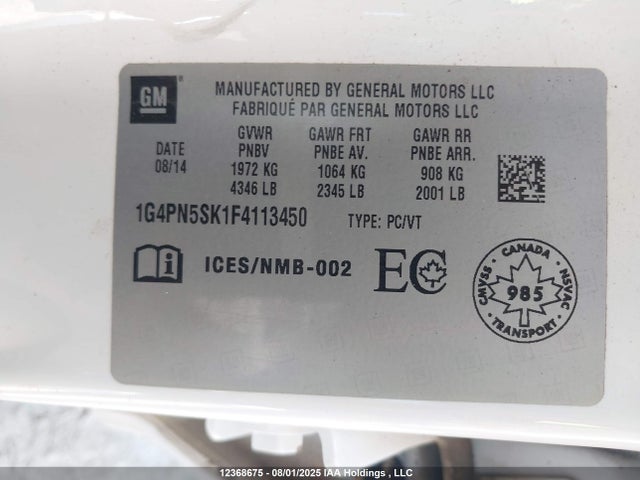 1G4PN5SK1F4113450 Buick lea