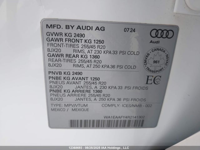 Audi 45 tfsi (2.0t) 2024 WA1EAAFY4R2141302 Image 9