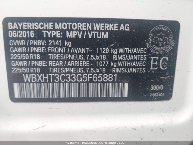 WBXHT3C33G5F65881 BMW X1