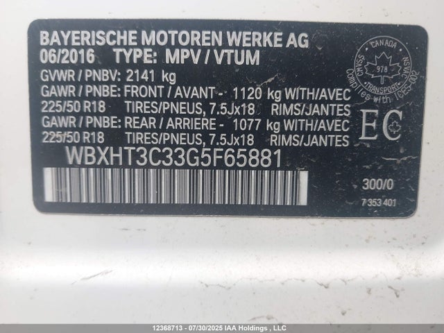 WBXHT3C33G5F65881 BMW X1