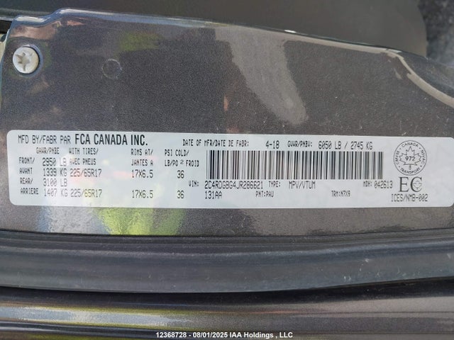 2C4RDGBG4JR286621 Dodge Grand Caravan