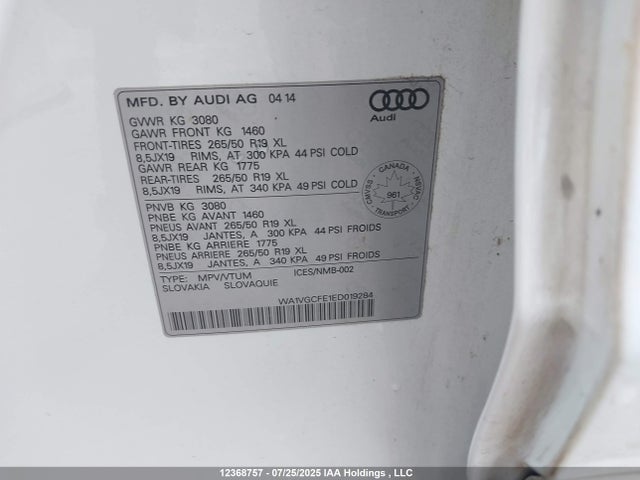 WA1VGCFE1ED019284 Audi Tdi