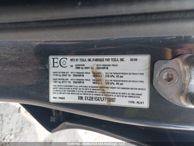 5YJ3E1EA7LF718897 Tesla MODEL 3