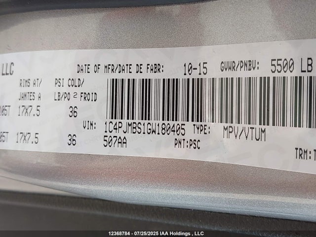 1C4PJMBS1GW180405 Jeep 2016