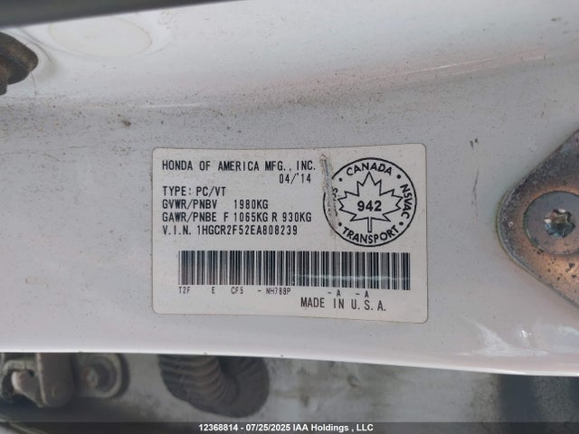 1HGCR2F52EA808239 Honda k24w1