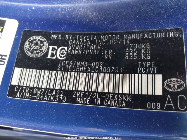 Toyota 2zr-fe 2014 2T1BURHEXEC109791 Image 9