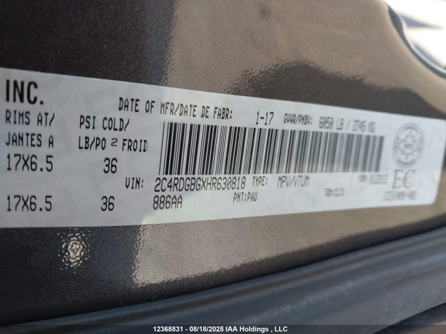 2C4RDGBGXHR630818 Dodge 2017