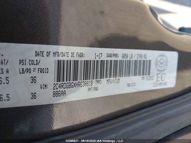 2C4RDGBGXHR630818 Dodge 2017