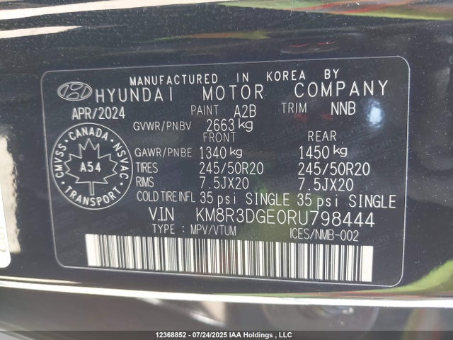 KM8R3DGE0RU798444 Hyundai gdi lambda ii