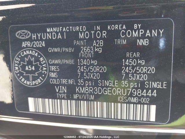 KM8R3DGE0RU798444 Hyundai gdi lambda ii