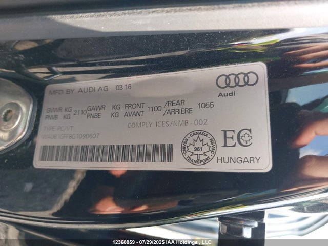 WAUB1GFF8G1090607 Audi S3