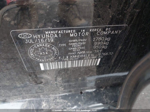 KMHD84LFXLU976670 Hyundai mpi nu