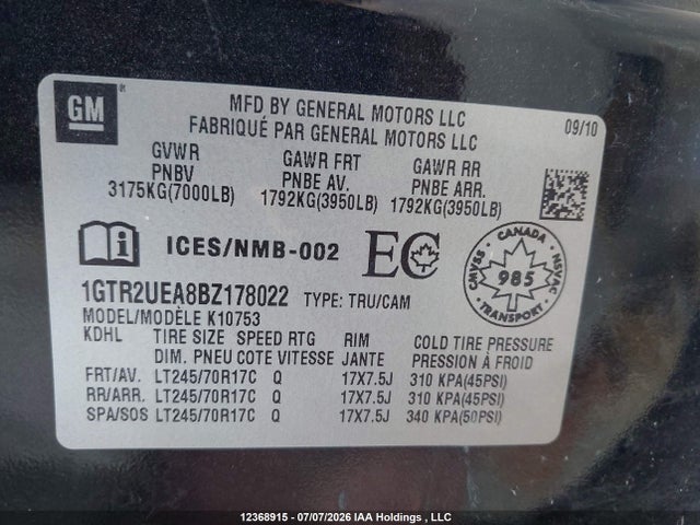 2011 Gmc Sierra 1500 მანქანა იყიდება აუქციონზე, vin: 1GTR2UEA8BZ178022, აუქციონის ნომერი: 12368915