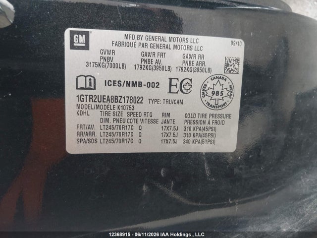 2011 Gmc Sierra 1500 მანქანა იყიდება აუქციონზე, vin: 1GTR2UEA8BZ178022, აუქციონის ნომერი: 12368915