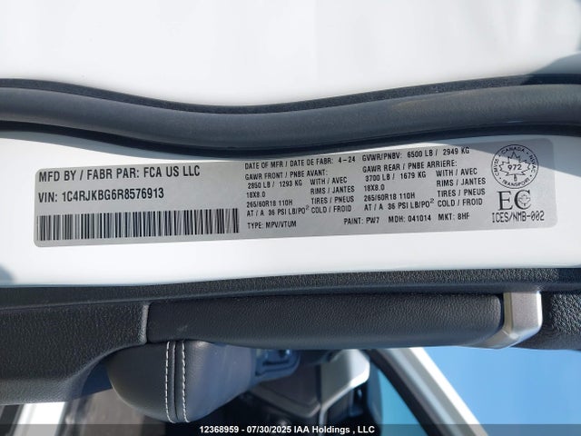 1C4RJKBG6R8576913 Jeep GRAND CHEROKEE L