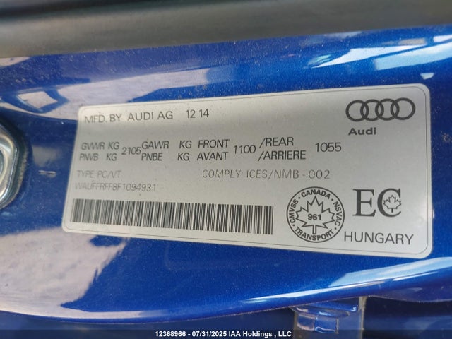 Audi S3 2015 WAUFFRFF8F1094931 Image 9