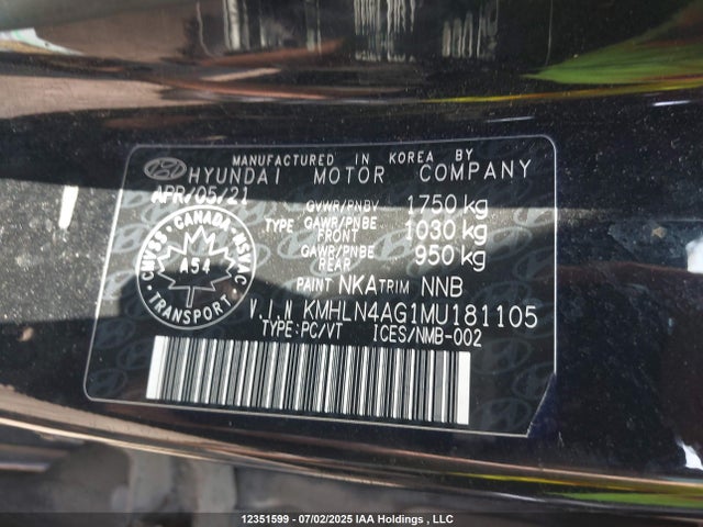 KMHLN4AG1MU181105 Hyundai mpi nu pe