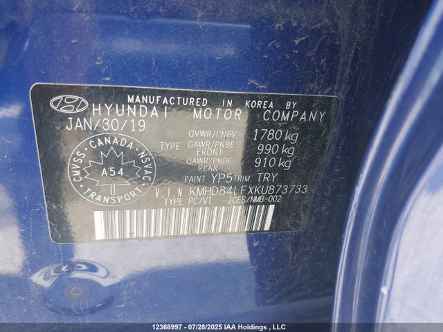 KMHD84LFXKU873733 Hyundai mpi nu