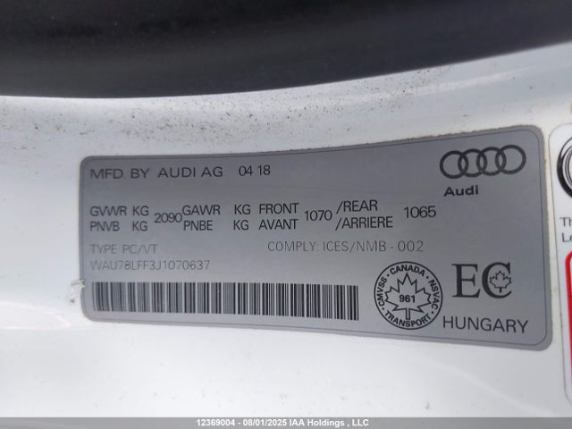 WAU78LFF3J1070637 Audi 2018