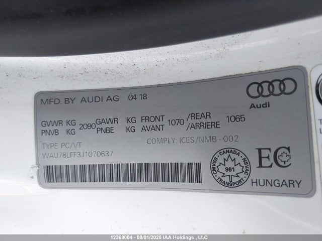WAU78LFF3J1070637 Audi 2018