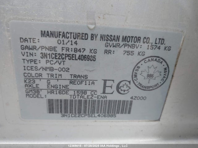 Nissan VERSA NOTE 2014 3N1CE2CP5EL406985 Image 9
