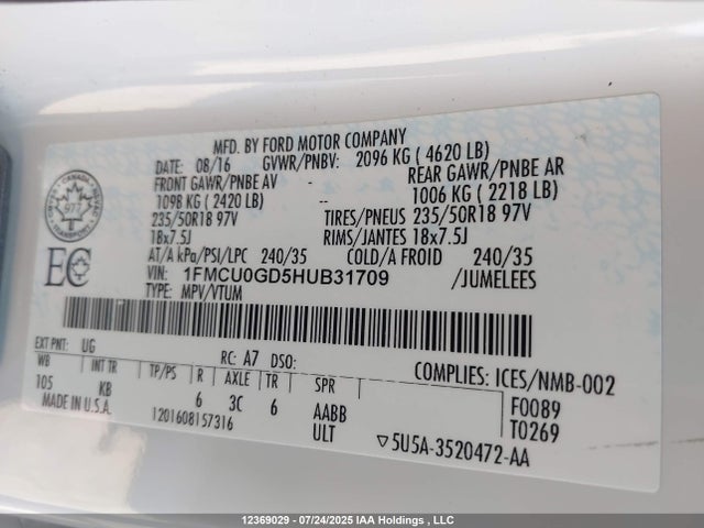 1FMCU0GD5HUB31709 Ford gtdi sigma w/premium fuel