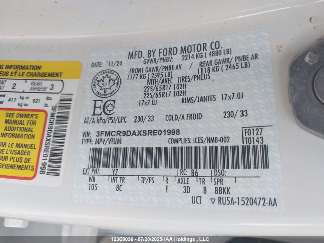 3FMCR9DAXSRE01998 Ford gtdi