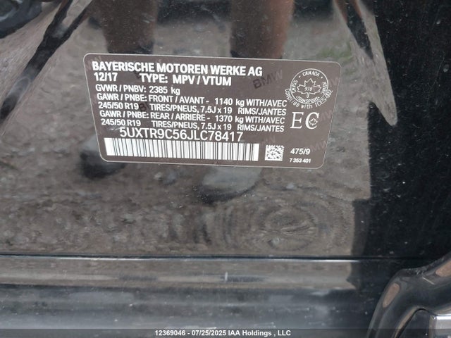 5UXTR9C56JLC78417 BMW X3