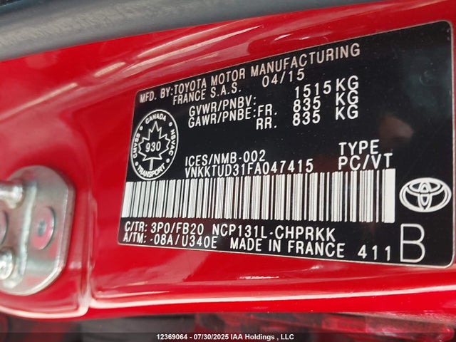 Toyota 1nz-fe 2015 VNKKTUD31FA047415 Image 29