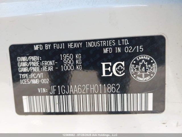 JF1GJAA62FH011862 Subaru 2.0l na