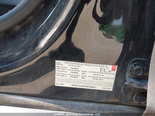 5YJSA1S20FF084812 Tesla 3 phase a/c induction (dual motor)