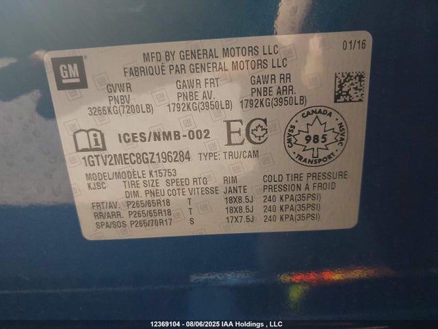 1GTV2MEC8GZ196284 GMC l83 - sidi, vvt, afm, e85 max, aluminum