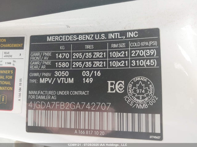 4JGDA7FB2GA742707 Mercedes-Benz m157