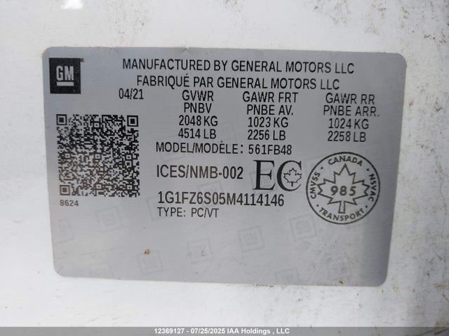 1G1FZ6S05M4114146 Chevrolet 2021