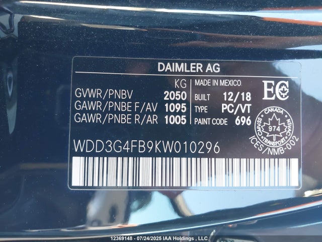 WDD3G4FB9KW010296 Mercedes-Benz m260