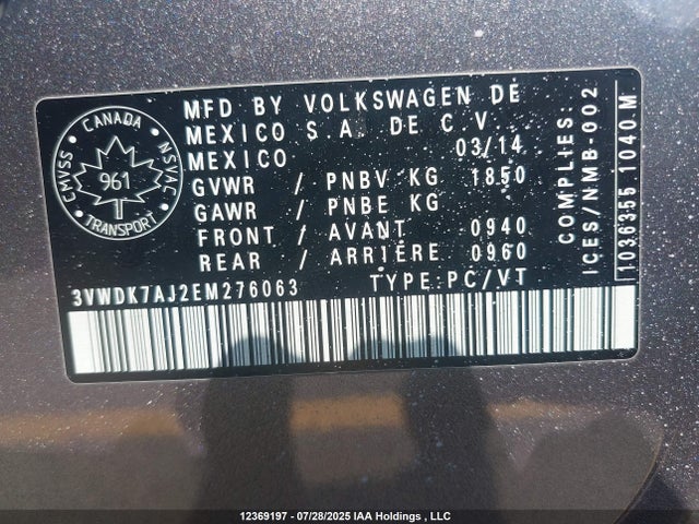 3VWDK7AJ2EM276063 Volkswagen Jetta