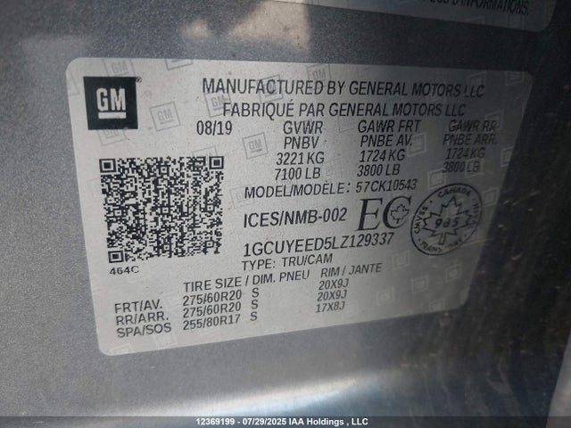1GCUYEED5LZ129337 Chevrolet l84 - di, dfm, alum, gen 5, var 2