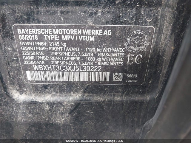 WBXHT3C3XJ5L30222 BMW X1