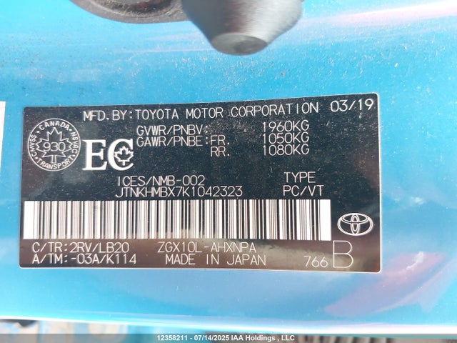 JTNKHMBX7K1042323 Toyota 3zr-fae
