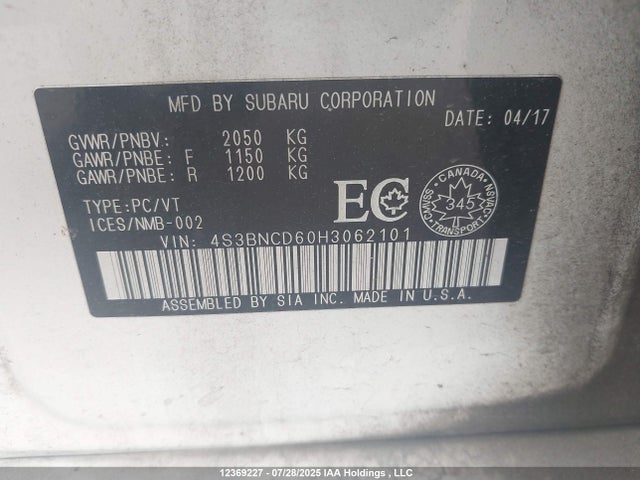 4S3BNCD60H3062101 Subaru c0