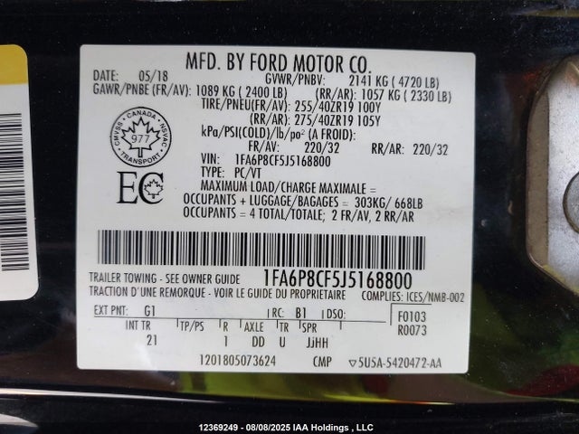 Ford 5.0l 4v premium fuel 2018 1FA6P8CF5J5168800 Image 18