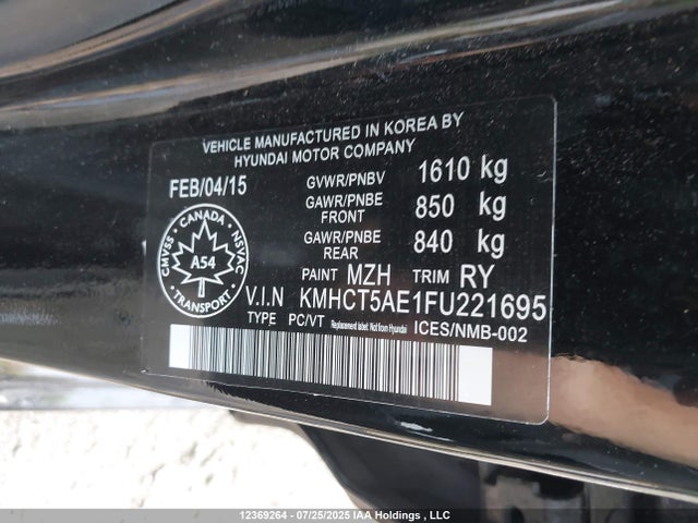 Hyundai dohc gdi gamma 2015 KMHCT5AE1FU221695 Image 9