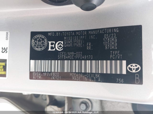 Toyota m20a-fks 2023 5YFB4MDE1PP049170 Image 9