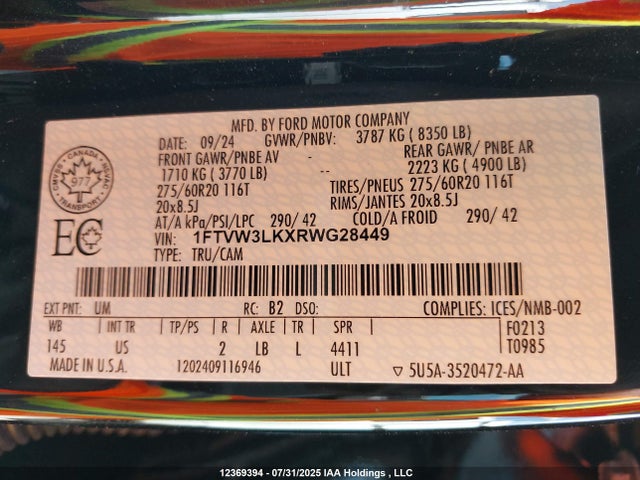 1FTVW3LKXRWG28449 Ford 2024