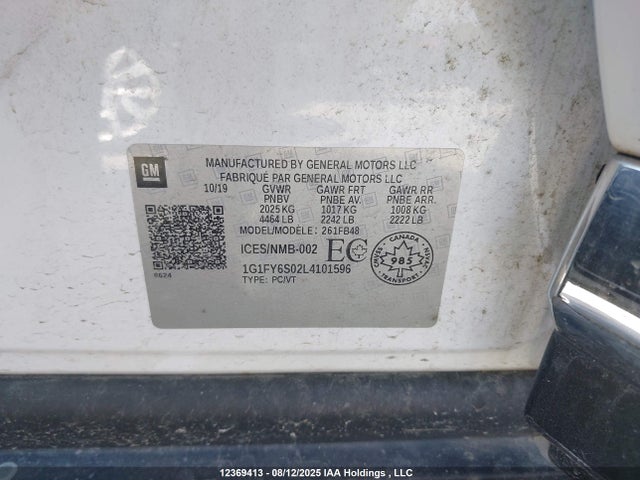 1G1FY6S02L4101596 Chevrolet 2020