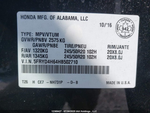 Acura j35y5 2017 5FRYD4H64HB502710 Image 19