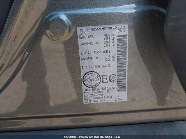 5N1AT2MT5HC891856 Nissan Rogue