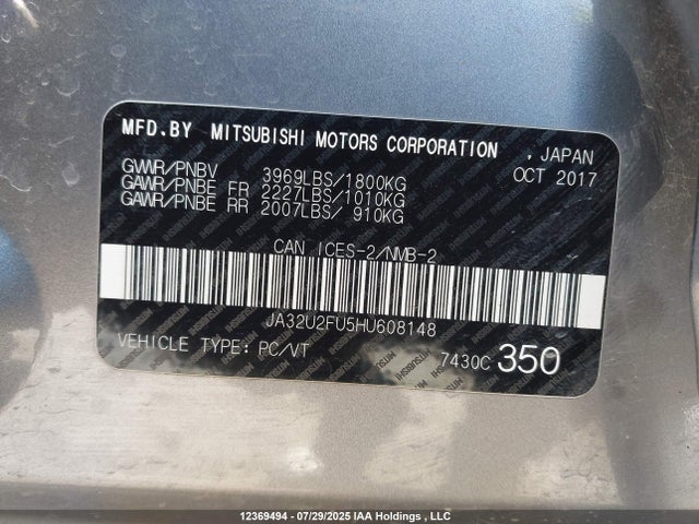JA32U2FU5HU608148 Mitsubishi 2.0 dohc mivec