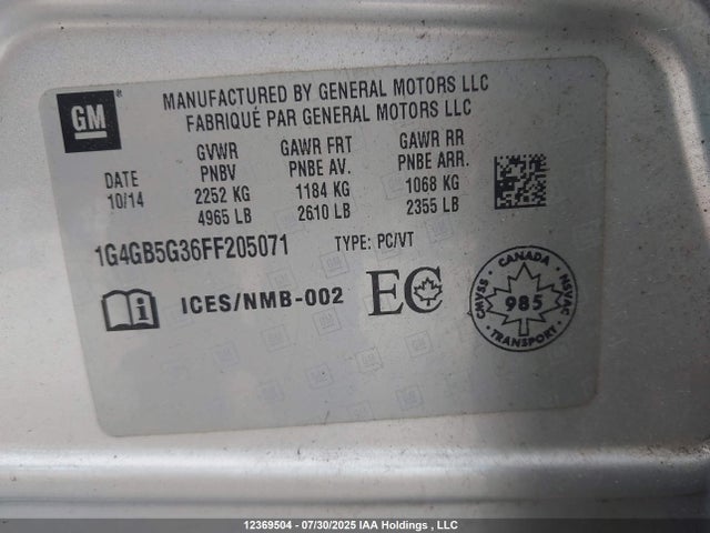 Buick lfx 2015 1G4GB5G36FF205071 Image 9